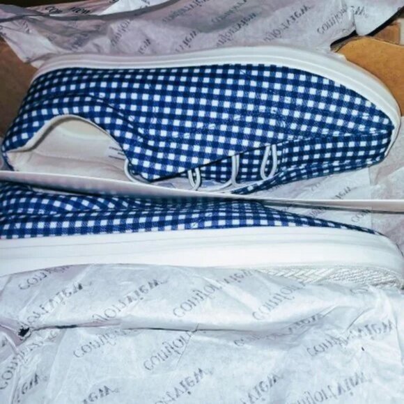 Comfortview The Bungee Slip On Sneaker Navy Gingham Size 9.5M NWT - Picture 5 of 5